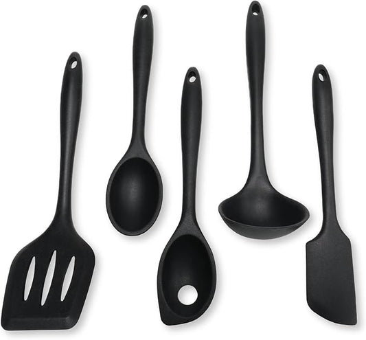 Chef Craft Premium Silicone Kitchen Tool and Utensil Set, 5 Piece, Black by ChefCraft