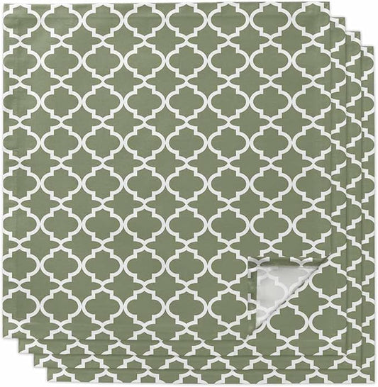 Cloth Napkins Set of 4-20x20 Inches, Green Morocco Washable Reusable Table Napkins, Boho Farmhouse Abstract Geometric Simple Soft & Absortbent Dining Napkin for Party Wedding Hotel Restaurant by Unknown