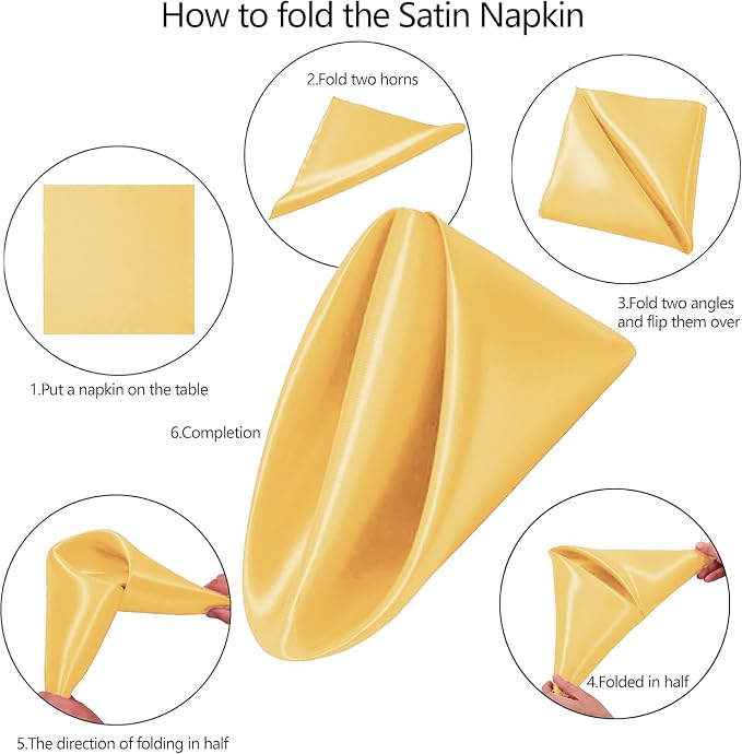 MDS® Pack of 25 Satin Napkins 12 x 12 Inch, Soft Silky Reusable Cloth Dinner Table Napkins for Wedding Décor, Reception, Birthday, Parties, Banquets, Catering, Restaurants & Hotel - Gold - Image 3