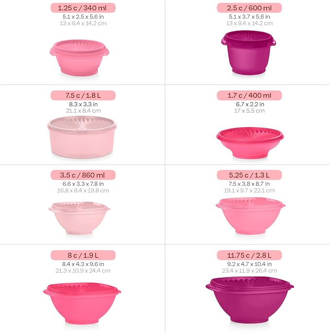 Tupperware Heritage Collection, New 36 Piece Food Storage Container Set in Vintage Pink, Dishwasher Safe and BPA Free (18 containers, 18 lids) - Image 7