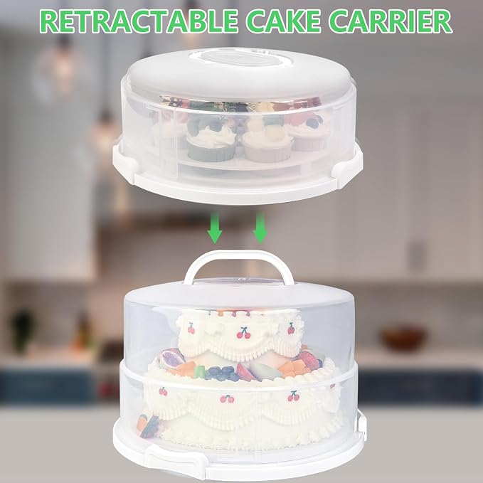 12 Inch Cake Carrier with Lid & Handle BPA-Free Cake Transport Container, Includes Insulated Bag, Cupcake & Pie Holders for Secure Dessert Delivery (Fits 7" Tall Cakes) (Purple) - Image 6