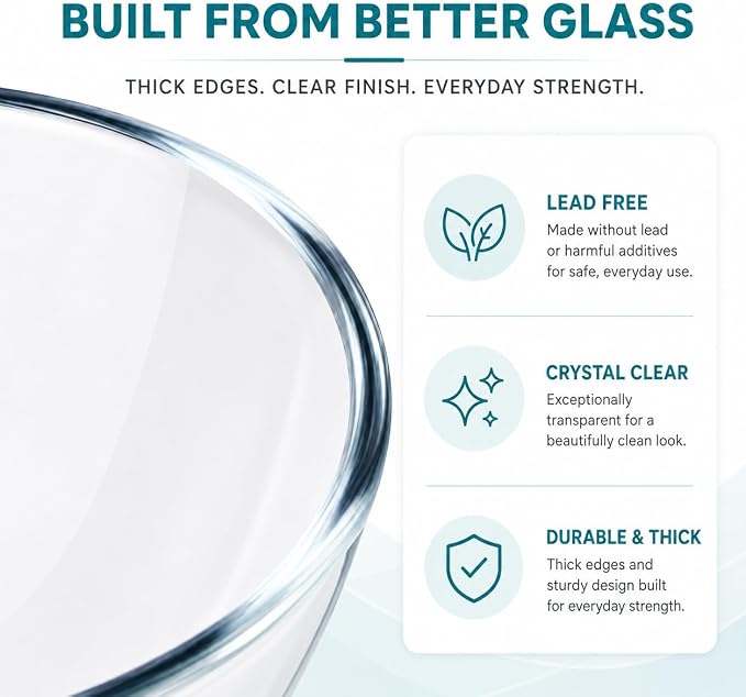 Luvan Glass Mixing Bowls with Lids Set(4.5QT, 2.7QT, 1.1QT)-Large Glass Mixing Bowls, Clear Salad Bowl for Baking, Cooking, Serving, Food Prep, 3PC Nesting Bowls for Kitchen Storage & Dishwasher Safe - Image 4