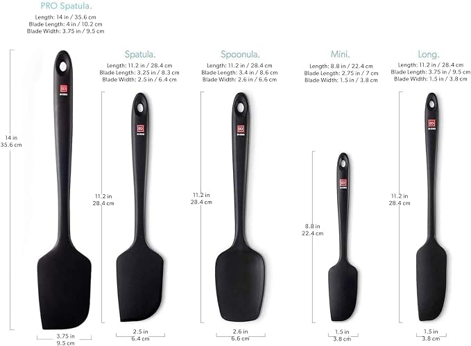 DI ORO Silicone Spatula Set - Rubber Kitchen Spatulas for Baking, Cooking, & Mixing - 600°F Heat-Resistant & BPA Free Silicone Scraper Spatulas for Nonstick Cookware - Dishwasher Safe (5pc, Black) - Image 5