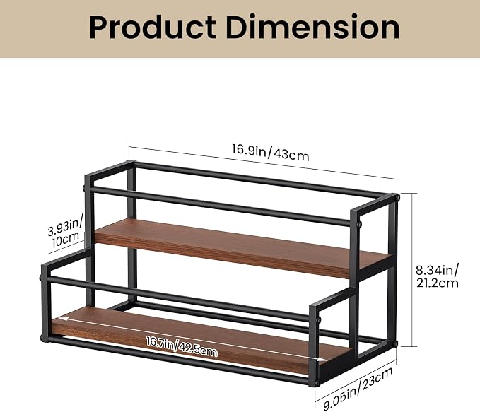 THYGIFTREE Liquor Bottle Display Shelf, 2 Tier Coffee Syrup Rack Organizer & Bar Shelf Stand for Liquor, Whiskey, Olive Oil, Kitchen Counter & Home Bar Storage - Image 3