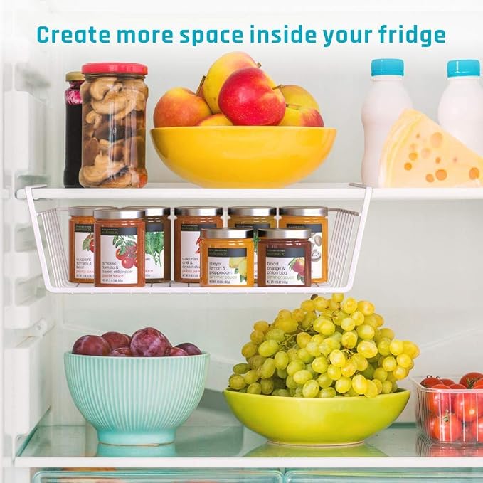Modern Home Under Shelf Wire Storage Baskets – Hanging Organizer Rack for Cabinet, Pantry, or Closet – White Metal Basket for Kitchen, Towels, or Office – No Tools Required (Set of 4 15") - Image 7