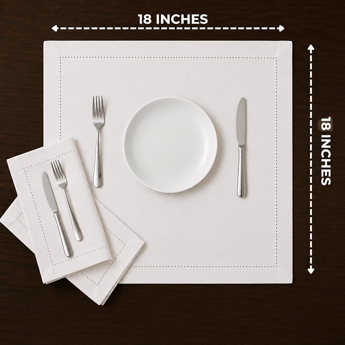 Cotton Cloth Napkins Set of 12, 18x18 Cotton Napkin Cloth Washable, Soft, Reusable Napkins for Wedding, Parties, Christmas, Thanksgiving, Everyday Use (Off White) - ALPHA Living HOME - Image 4