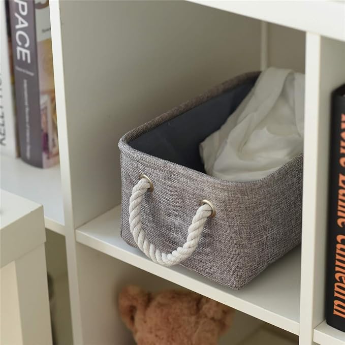Storage Bins Basket - Storage Baskets for Organizing Shelves,Home Closet Organizer for Book Shelf Organization,Fabric Storage Cubes,Medium Decorative Grey Basket Gift - Image 9
