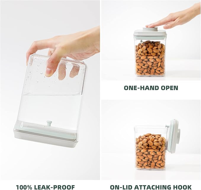 Pop Top Food Storage Containers, 0.5 Qt & 1.5 Qt Airtight Jars | Clear Stackable Kitchen Jars for Oats, Coffee, Sugar, Nuts and Snacks, Designed for Breakfast Stations and Small Cabinets - Image 3