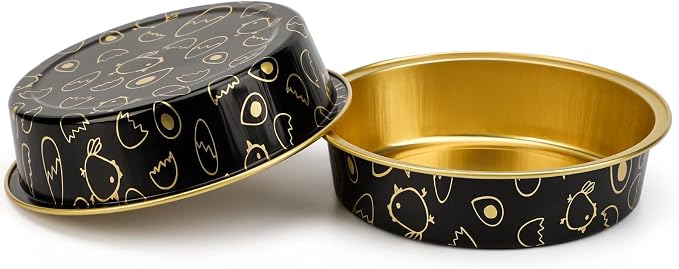 Beasea Mini Tart Pan 100 Pack with Lids, 4 Inch 8oz Gold Black Disposable Aluminum Baking Foil Tins Small Round Tart Containers for Individual Dessert Muffin Cheesecake Ramekins Quiche Oven Dishes - Image 4