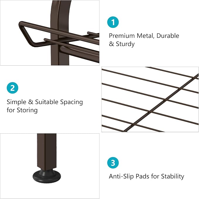 smusei Water Bottle Organizer 7 Tier Free Standing Vertical Metal Water Bottle Rack Shelf Adjustable Water Bottle Beverage Drink Stand Holder for Kitchen Pantry Food Storage, Bronze - Image 6