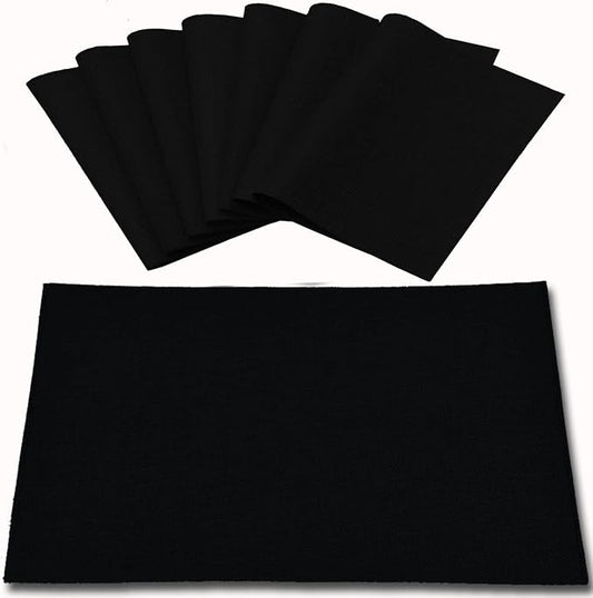 Cloth Placemats Set of 8, Linen Type Fabric Placemats Machine Washable Heat Resistant Placemats Wrinkle Free Thick Polyester Kitchen Place Mats for Dining Table (Black) by Rinpon