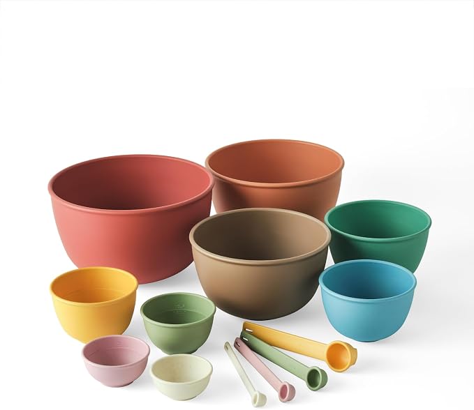 Bamboozle Astrik Baking Bundle | 5 Piece Mixing Bowl Set | Measuring Cups and Spoons | Cooking and Meal Prep | Dishwasher Safe | Microwave Safe | Desert Bloom by Bamboozle