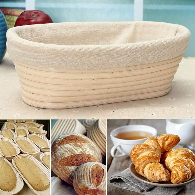 Banneton Bread Proofing Basket 2 Pack 10 In Oval Sourdough Proofing Basket | Sourdough Bread Baking Supplies for Making Baking Fermentation Food Storage Tools - Image 5