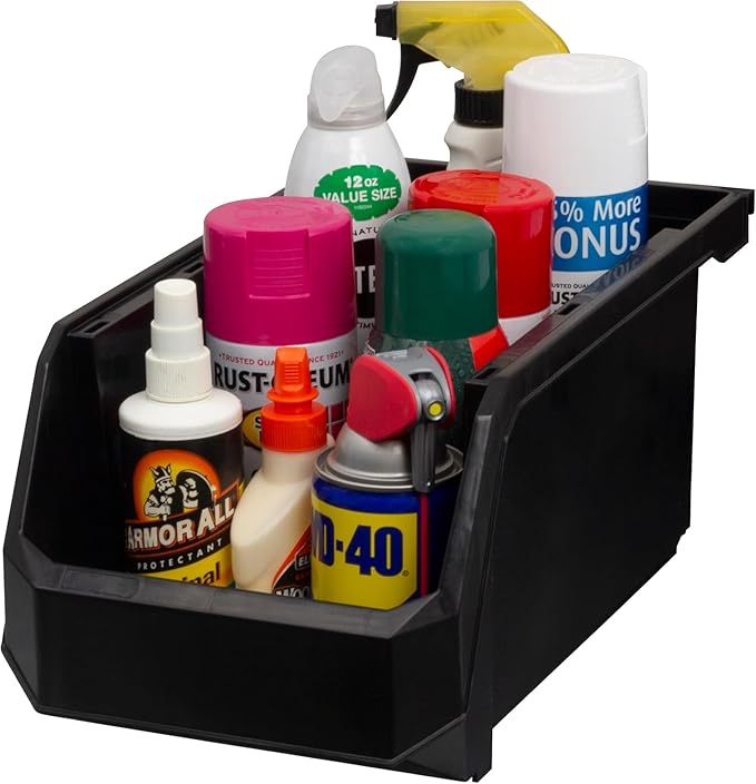 Akro-Mils ReadySpace Large Stackable Plastic Storage Bins, 6-Pack, Black | Open-Front Stackable Bins For Garage, Pantry, Closet & Office, 14,8"L X 8"W X 7"H, Nests When Empty, Durable Plastic, - Image 6