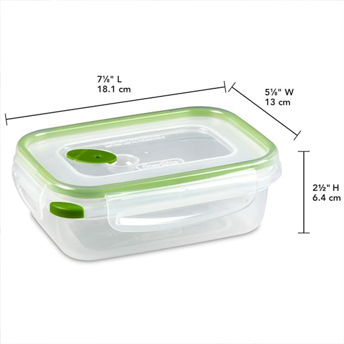 Sterilite Ultra-Seal 3.1 Cup Rectangle, Airtight Food Storage Container, Latching Lid, Microwave and Dishwasher Safe, Clear With Green Gasket, 12-Pack - Image 2