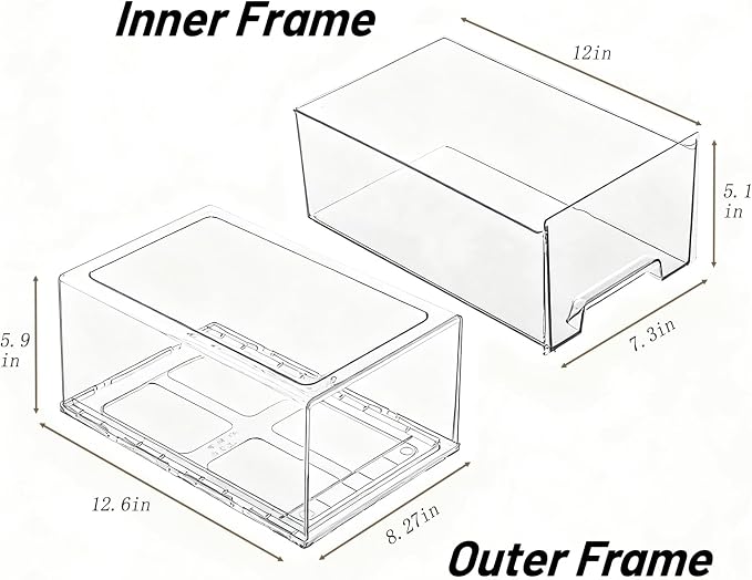 Clear Acrylic Stackable Storage Drawers, Plastic Refrigerator Organizer Bins with Handles for Undersink, Cabinet, Fridge, Closet, Pantry, Office, Bathroom, Kitchen(2 Pack) - Image 3