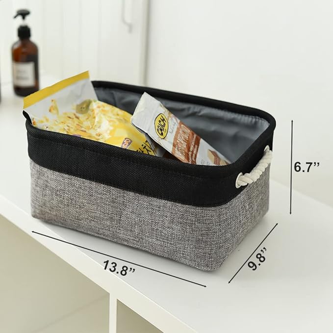Storage Basket for Organizing - 1 Pack 14x10x6.7 inch Collapsible Storage Bins for Shelves, Dog Toy Bin for Closet Organizer laundry Gift Cloth Nursery (Grey & Black) - Image 5