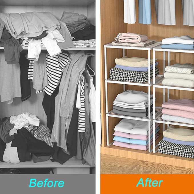 Kitchen Cabinet Storage Shelf Stackable Wire Spice Rack Organizer Heavy Duty Space Saver for Bathroom Bedroom Closet Laundry Room Office Countertop - White, Pack 1 - Image 4