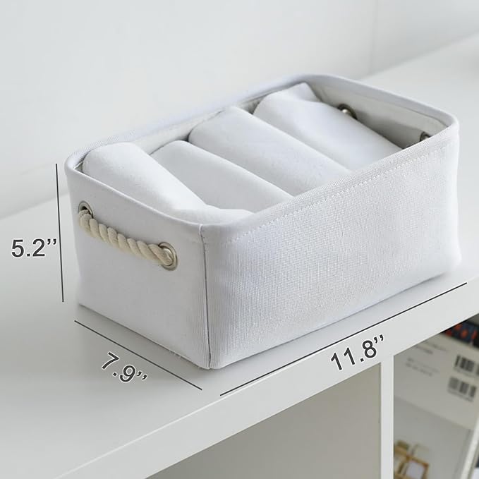Storage Basket for Gifts Empty - 11.8x7.8x5.2 inch 1 Pack Fabric Storage Cubes, Nursery Organizers and Storage for Closet Cloth Toy Book (White) - Image 5