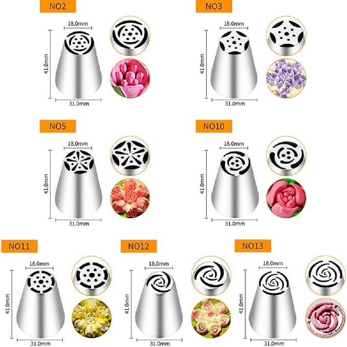 Stainless Steel Small Russian Tulip Flower Icing Tips Kit, 8 Pcs Set | Stainless Steel Icing Tips, Seamless Welding,Box Package - Image 4