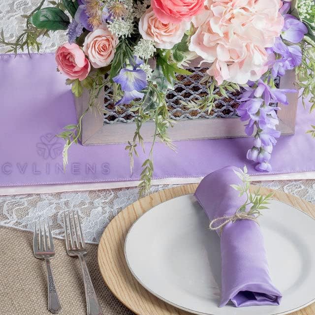CVL 50 Pk, Satin Napkin 20"x20" Square Edge: Hemmed Material: 100% Polyester - Lavender - Image 2