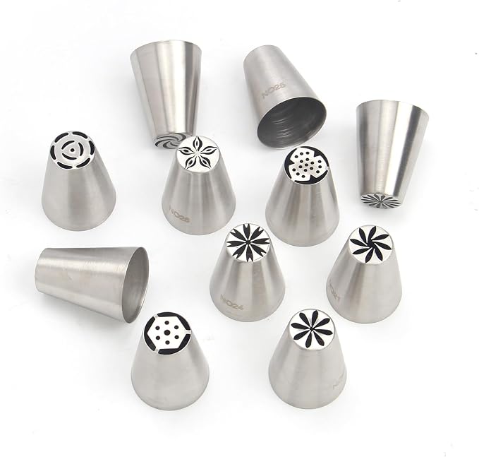 11 Pcs Small Stainless Steel Russian Flower Icing Tips Set | Small Size Stainless Steel Russian Icing Tips,Cupcake Flower Shaped Frosting Nozzles for Cupcakes Decorating - Image 7
