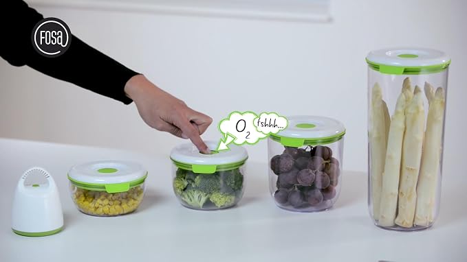 FOSA Large Round Food Containers with Click-Button Vacuum Seal, BPA-free, Vacuum food container storage for dried goods, pasta, beans - Image 5