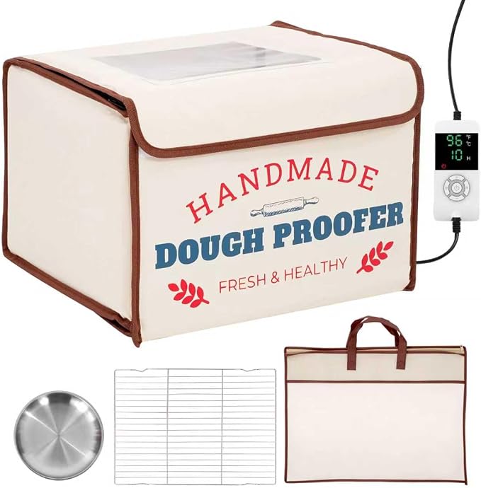 Bread Proofing Box with Heater 50-130°F 3-Sided Heat 24H Timer | Foldable heated fermentation box maintains 50-130°F with 3-sided heat for sourdough starter, pizza dough, yogurt and more by Unknown