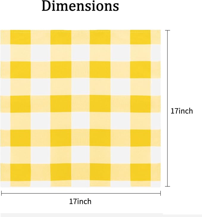 Buffalo Plaid Table Napkins Set of 25 Checkered Cloth Napkins 17x17 inch Washable Dinner Gingham Pattern Napkins Soft Napkins for Wedding Party Dining Banquet(Yellow and White) - Image 2