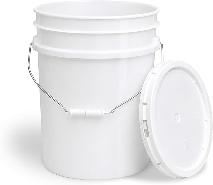 5 Gallon Bucket - Food Grade w/Lid BPA-Free,1 Pack -Natural | Airtight Gasketed Tear Strip Lid, Heavy-Duty 90 Mil HDPE Plastic Pail, Bulk Storage, Food Safe Durable Container, Made in USA by ePackageSupply