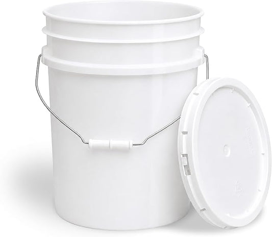 5 Gallon Bucket - Food Grade w/Lid BPA-Free,1 Pack -Natural | Airtight Gasketed Tear Strip Lid, Heavy-Duty 90 Mil HDPE Plastic Pail, Bulk Storage, Food Safe Durable Container, Made in USA by ePackageSupply