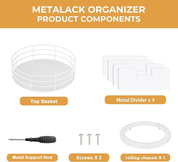Snack Organizer - Versatile Snack Storage, Lazy Susan with Convenient Grab-and-Go Design, Metal Snack Holder for Home, Office, Breakroom, 10.85" L x 10.85" W x 5" H (White) - Image 3