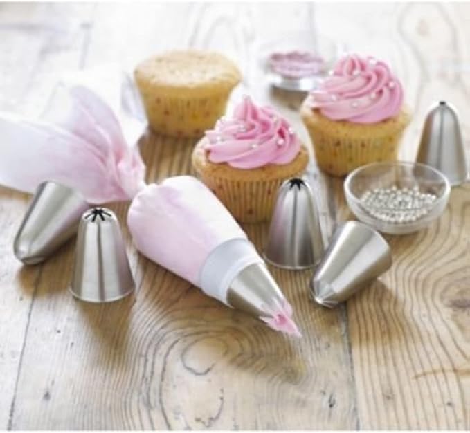 Lakeland Piping Nozzles & Reusable Bag Gift Set - 7 Pieces (Nylon, Silver) - Image 2