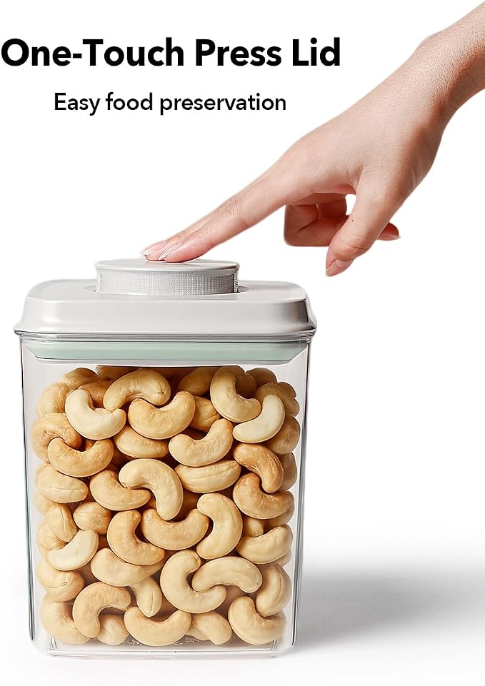 Airtight Food Containers Set with One-Touch Lid, Mixed Size Set (2.8 Qt *2+ 4.2 Qt *4) with Scoop, Stackable Jars for Complete Kitchen Organization - Image 2