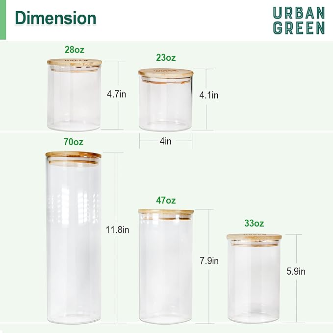 Glass Jars with Airtight Lids, Airtight Glass Canisters with Locking Lids, (Bamboo-20oz-30oz) - Image 3