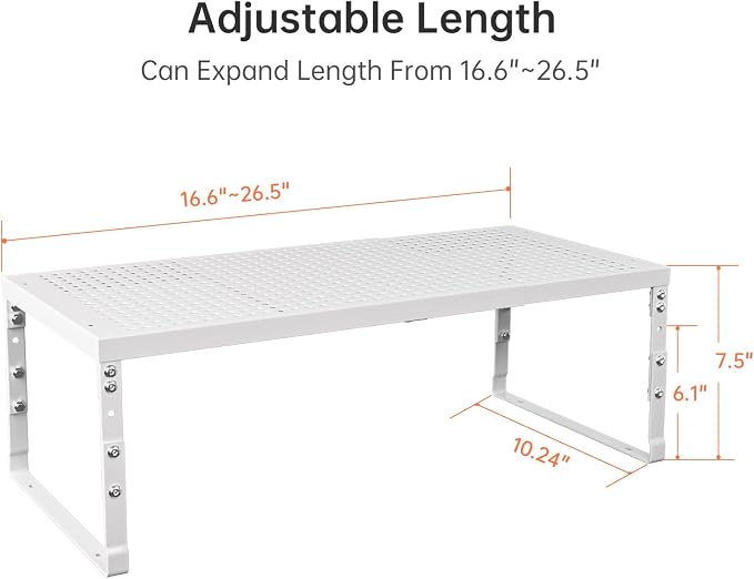 Cabinet Shelf,Expandable Adjustable Stackable Kitchen Organizer,for cabinets, Kitchens, countertops, bathrooms Shelf Organizer(3Packs/White,Large) - Image 3