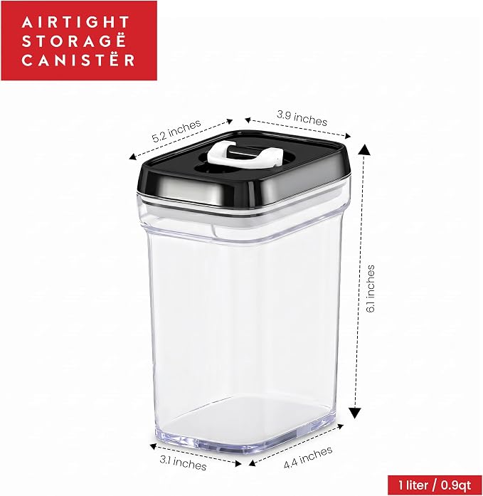 DWËLLZA KITCHEN Airtight Food Storage Containers with Lids – 6 Piece Set Air Tight Kitchen Storage Containers for Pantry Organization and Storage - Clear Plastic BPA-Free - Keeps Food Fresh & Dry - Image 4