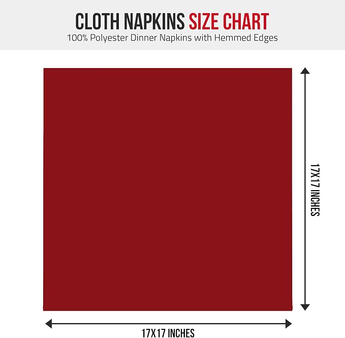 Utopia Home [12 Pack, Red] Cloth Napkins 17x17 Inches, 100% Polyester | Hemmed Edges, Washable and Reusable Ideal for Parties, Weddings and Dinners - Image 2