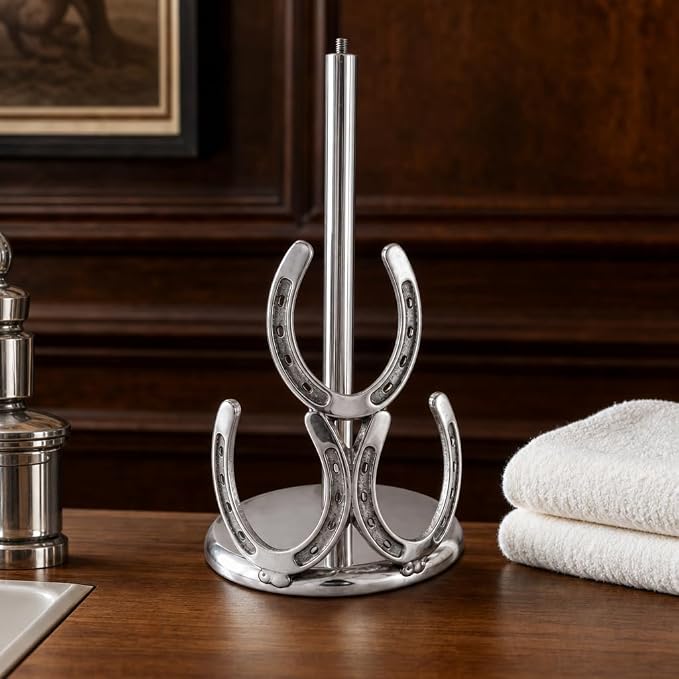 Arthur Court Horseshoe Paper Towel Holder - Decorative Aluminum Equestrian Kitchen Accessory - 12.5 Inch Tall - Image 3