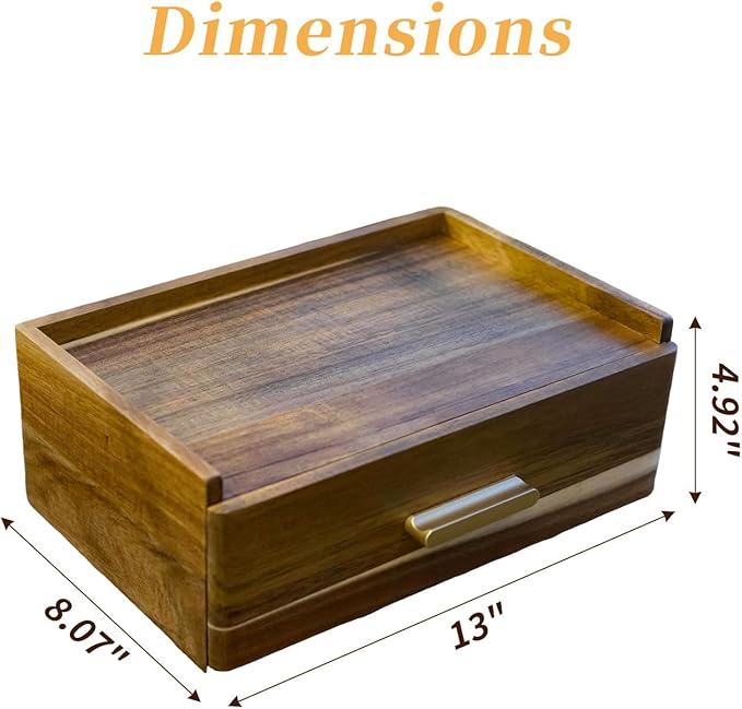 Acacia Wood Tea Bag Organizer with Drawer | Tea Organizers and Storage Box, Pull-Out Teabag Holder Container, For Countertop, Tea Station Chest - Image 3