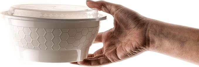 Meal Prep Containers [50 Pack] White Round Bowls with Lids, Food Storage Bento Box, Microwavable,Premium,Stir Fry | Lunch Boxes | BPA Free | Freezer/Dishwasher Safe | Disposable (40 oz) - Image 3