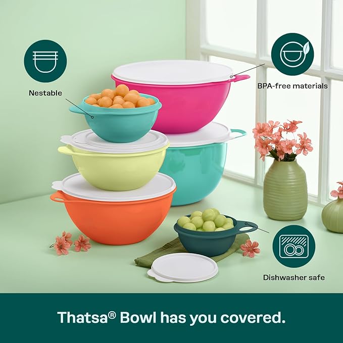 Tupperware Thatsa Bowl Collection 6 Bowl Food Storage Container Set in Fauna, Dishwasher Safe and BPA Free (6 Bowls, 6 lids) - Image 4