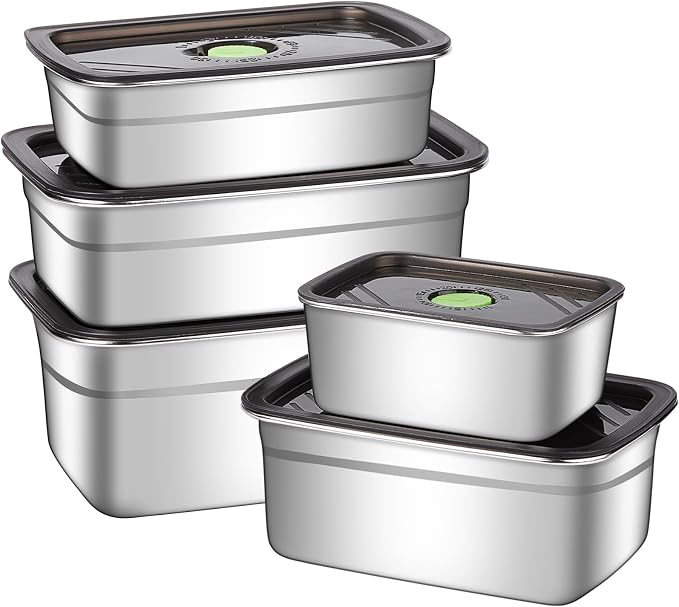 GIUOIDUO 10-Piece Stainless Steel Food Storage Container Set with Airtight Lids - Durable, Eco-Friendly Kitchen Organizers for Freshness & Convenience，Pantry, Dishwasher Safe (Various Sizes) - Image 9