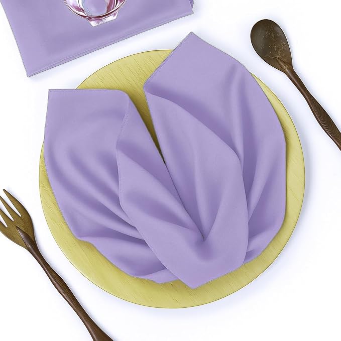 Pack of 100 PCS Cloth Napkins 17x17 inch Washable Polyester Dinner Napkins Soft Table Napkins for Wedding Party Dining Banquet Bistro Decoration - Lavender - Image 2