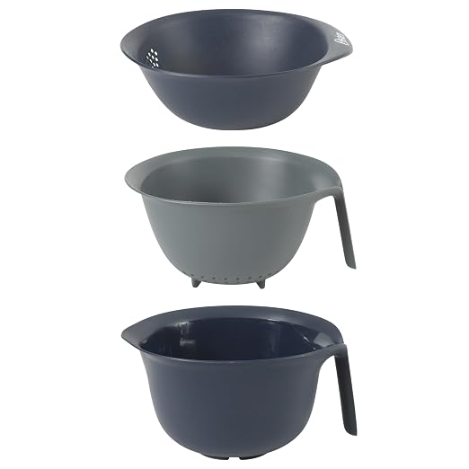 Oster Bluemarine 3 Piece PP Stackable Space-Saving Colander and Mixing Bowl Set by Unknown