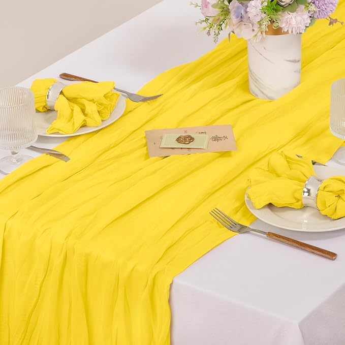 Cloth Napkins Set of 24 21"x21" Reusable Cheesecloth Napkins Bulk Yellow | Boho Rustic Dinner Napkins Washable Gauze Table Napkins Cloth Hemmed Edges for Wedding Bridal Shower Family Gathering Decor - Image 4