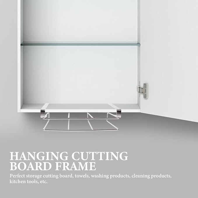 Hemoton Cutting Board Organizer Hanging Rack Cabinet Door Holder for Cutting Boards Pot Lids Mugs Kitchen Storage Shelf under Cabinet Space Saving Accessory 10.15 X 10.15 X 3.26 in - Image 5