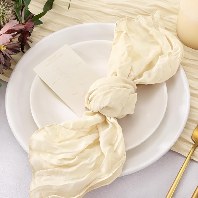 Cheesecloth Napkins Beige Cloth Napkins Bulk Table Napkin,Set of 20 | 21''x21'',Washable Boho Table Gauze Fabric Napkins,for Wedding Baby Bridal Shower Dinner Party Decor - Image 4