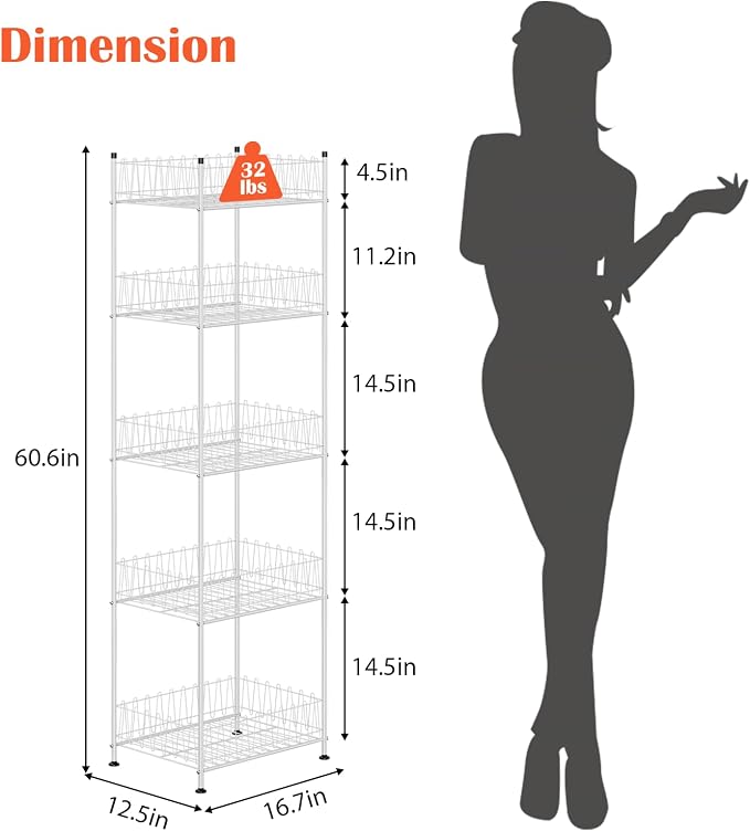 smusei 5 Tier Water Bottle Storage Rack Metal Bottled Water Organizer for Floor Beverage Holder Stand for Floor, Drink Shelf for Kitchen Living Room, Space Saver - Image 2