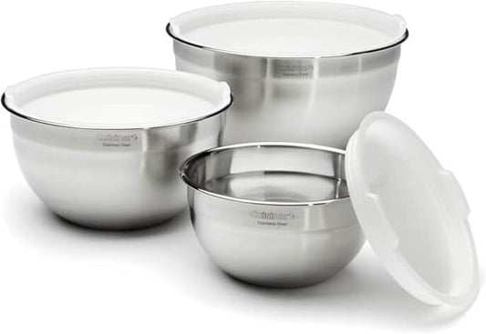 Cuisinart Mixing Bowl Set, Nesting Bowls, Stainless Steel, 3-Piece | 1.5, 3 & 5 qt. stainless steel mixing bowls for baking, cooking & prep, dishwasher safe, durable & compact, CTG-00-SMB by Cuisinart